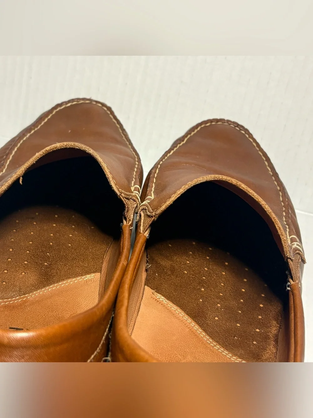 Johnson & Murphy Men’s Brown Sheepskin, Leather Moc Toe Loafers Size 8.5 M
